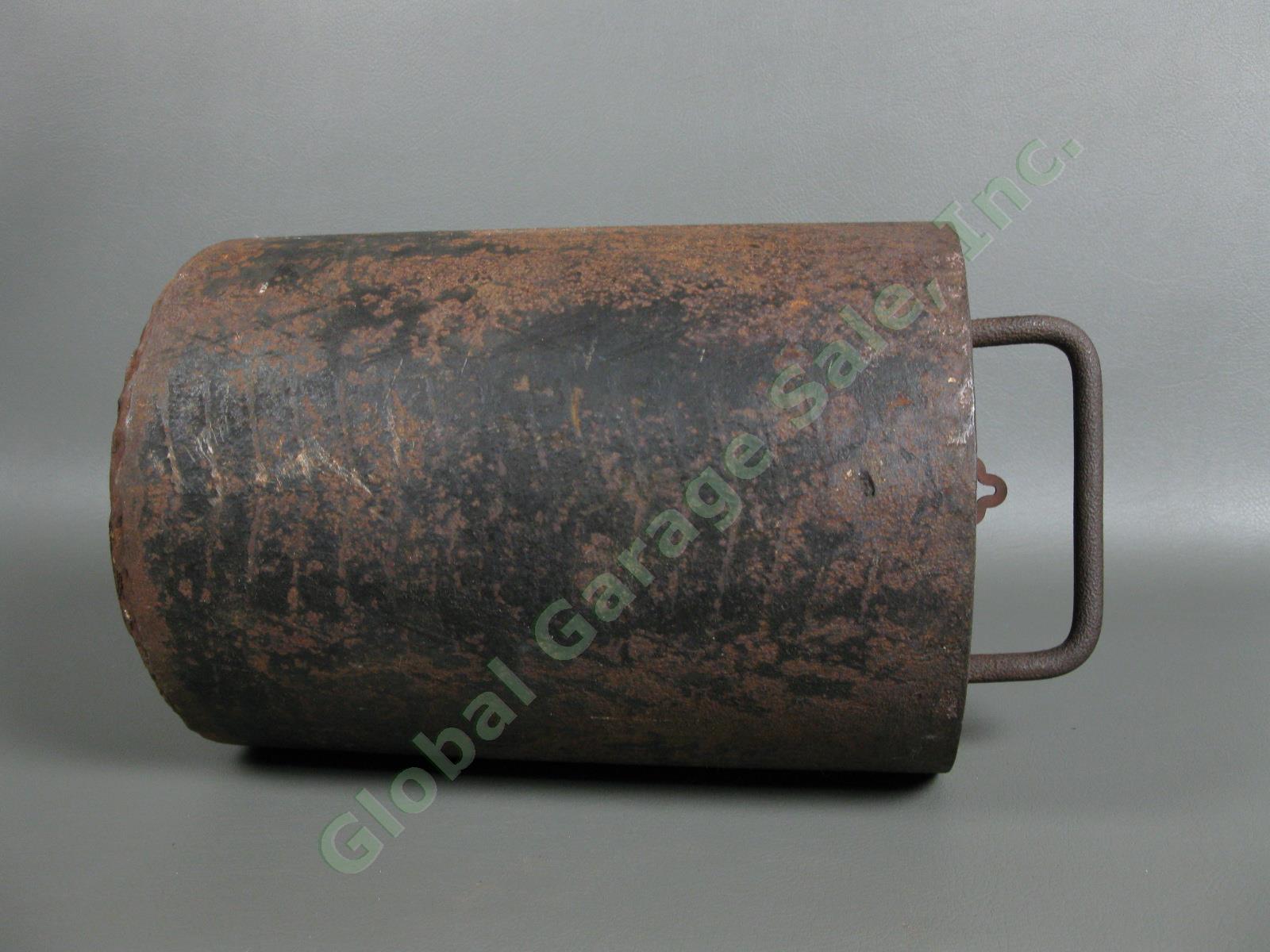 Antique Cast Iron Cylinder Ground Drop Safe Deposit Box Original Bates Lock Key 1