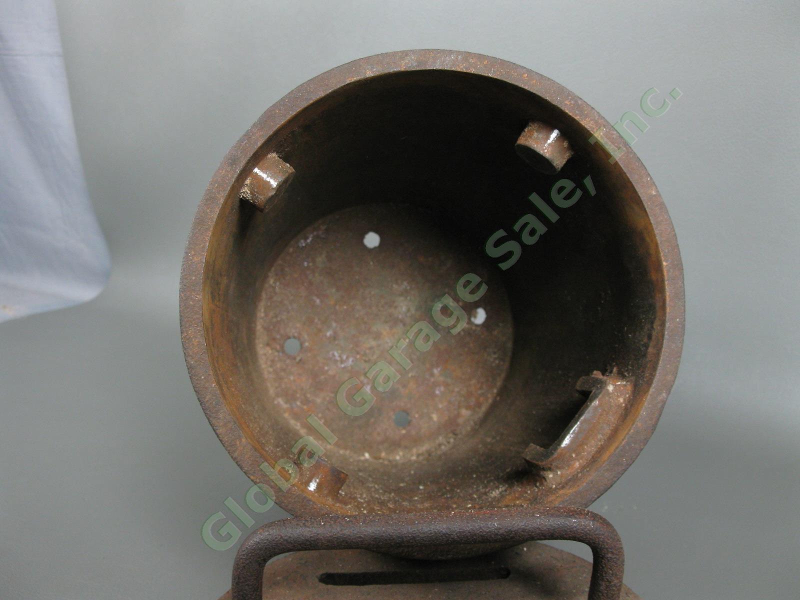 Antique Cast Iron Cylinder Ground Drop Safe Deposit Box Original Bates Lock Key 3