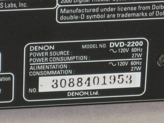 Denon DVD-2200 DVD Super Audio CD SACD Player + Remote 6