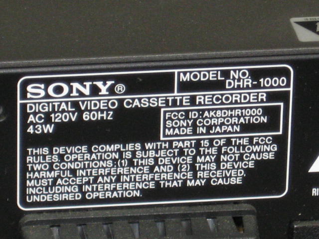 Sony DHR-1000 MiniDV DVCAM Digital VCR Deck Recorder NR 7