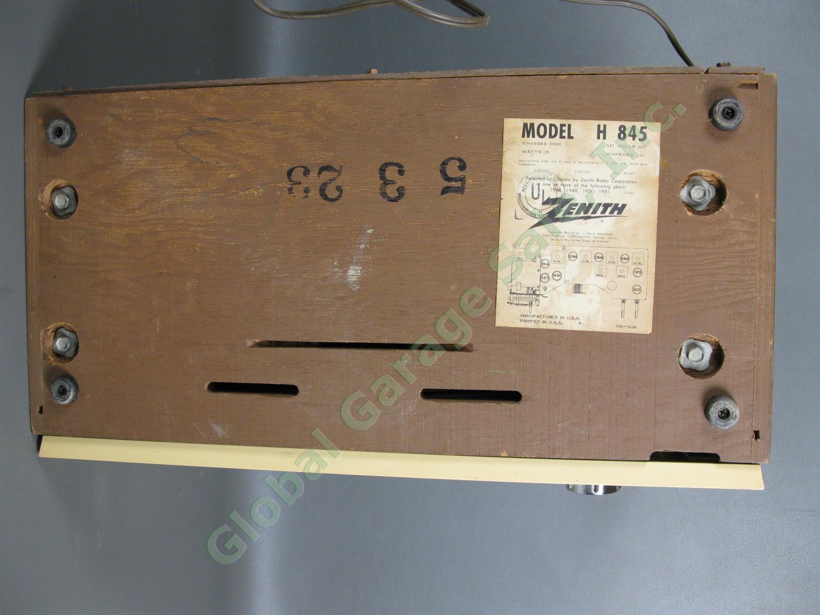 Vintage Retro 1950s Zenith Model H-845 High Fidelity FM AM Radio Tested Working 2