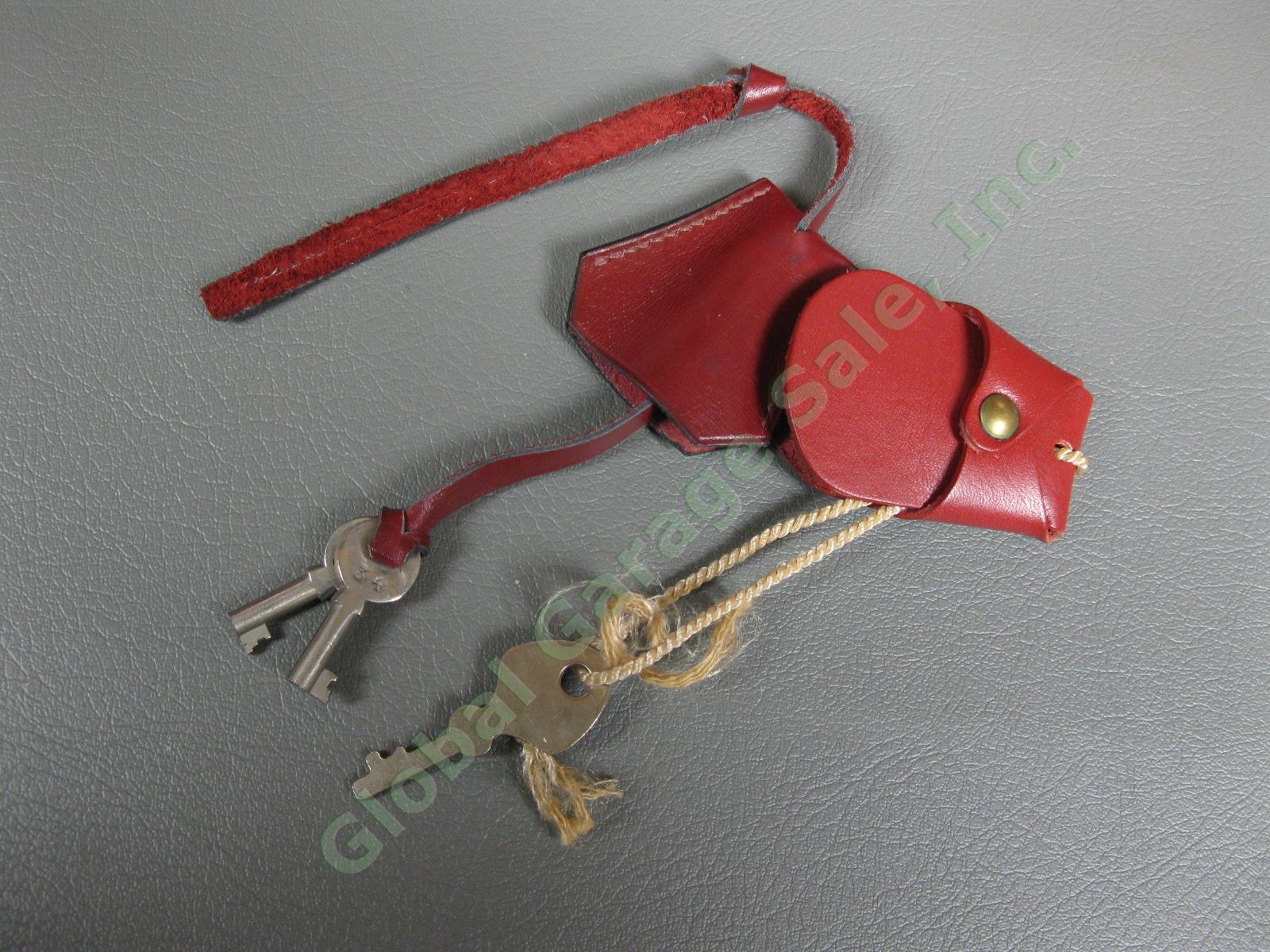 Vintage Hermes Paris Red Leather Travel Luggage Suitcase Original Brass w/ Keys 3