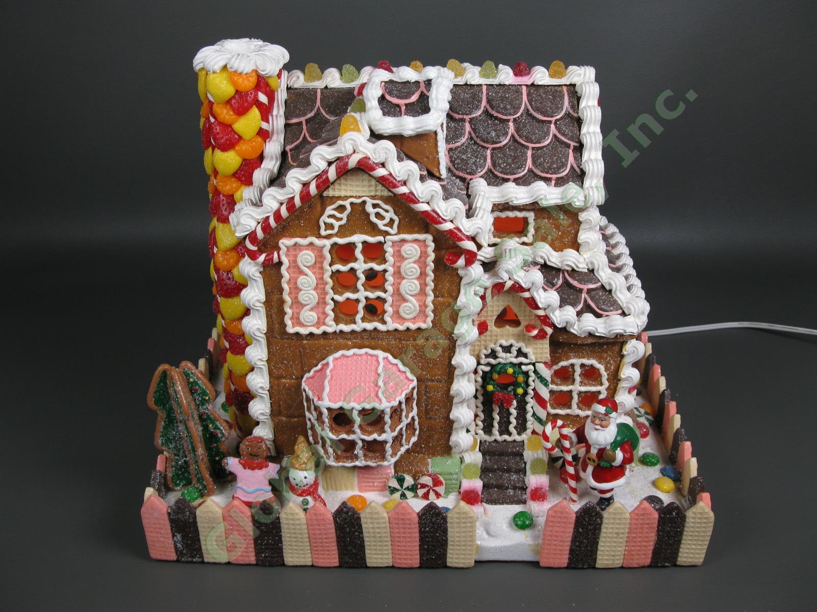 Traditions Christmas Lighted Gingerbread House with Santa Village 433439 Working