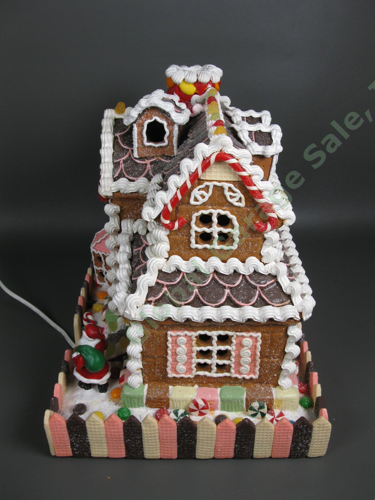 Traditions Christmas Lighted Gingerbread House with Santa Village 433439 Working 4