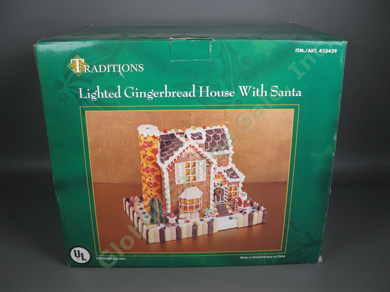 Traditions Christmas Lighted Gingerbread House with Santa Village 433439 Working 5