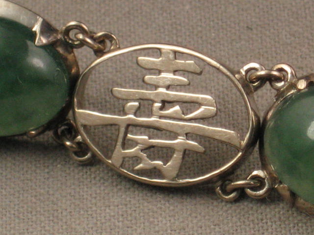 Antique Chinese Nephrite Jade 14k White Gold Bracelet 3