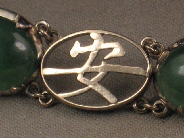 Antique Chinese Nephrite Jade 14k White Gold Bracelet 4