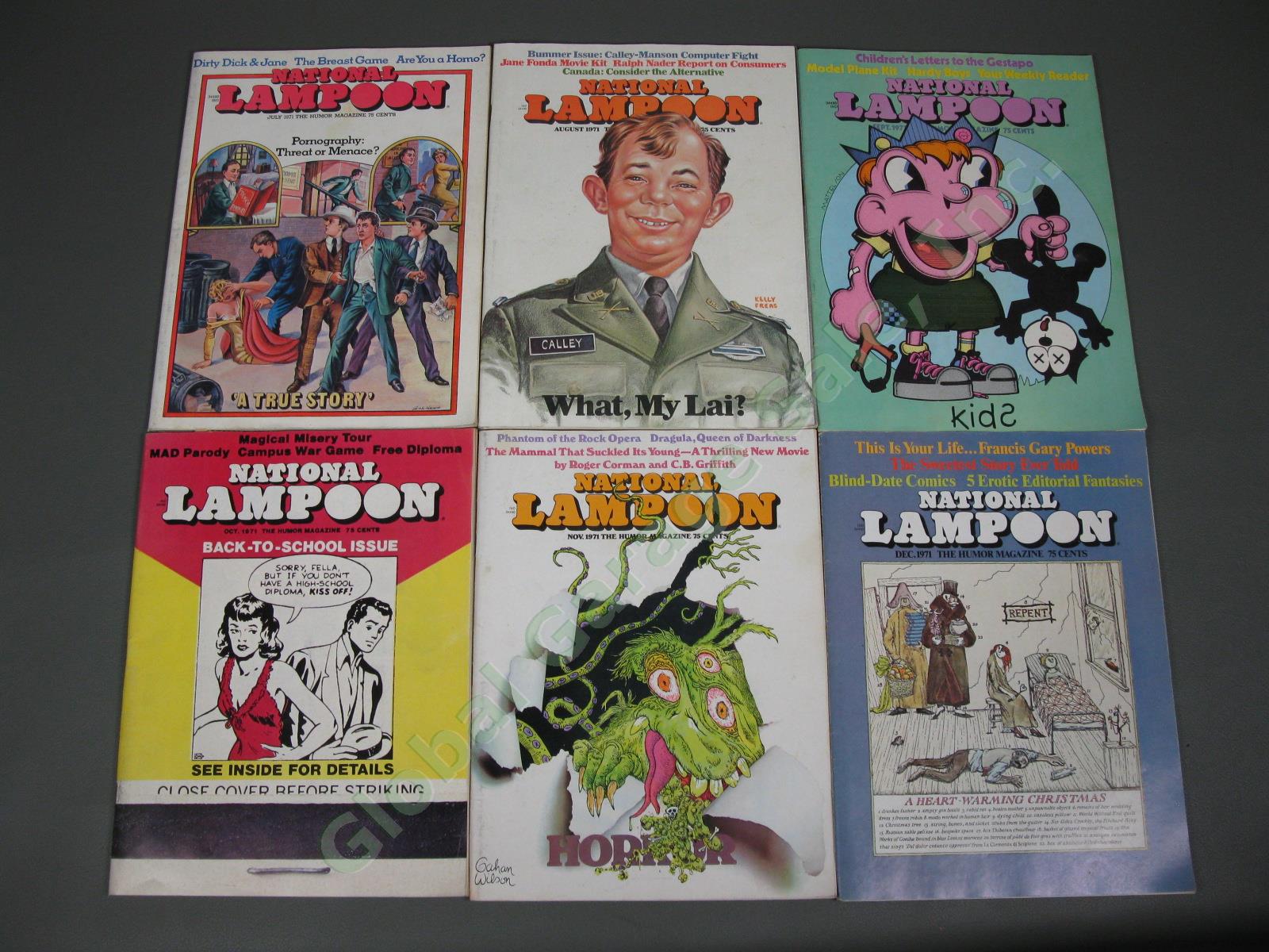 COMPLETE Vintage 1971 National Lampoon Humor Magazine 12 Issue Set Collection NR 2