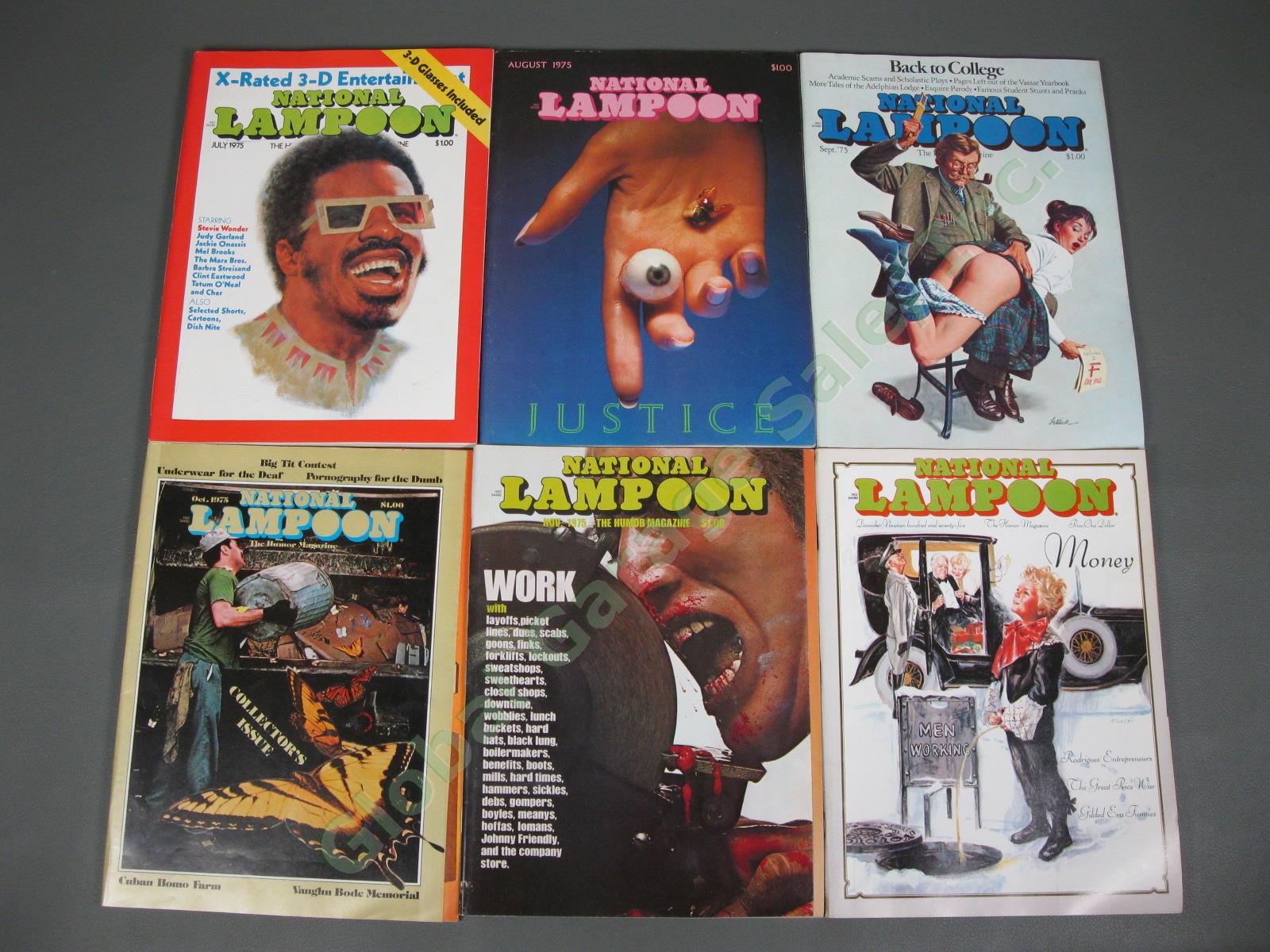 COMPLETE Vtg 1975 National Lampoon Humor Magazine 12 Issue Set Back To College 2