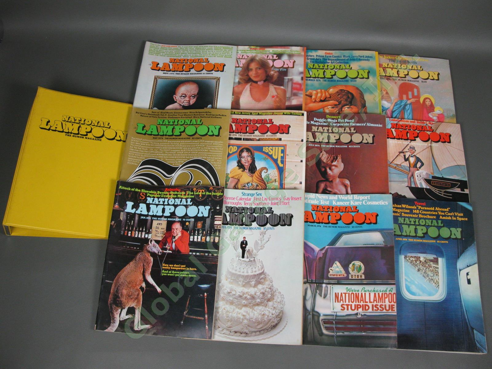 COMPLETE Vintage 1974 National Lampoon Humor Magazine 12 Issue Set Pubescence NR