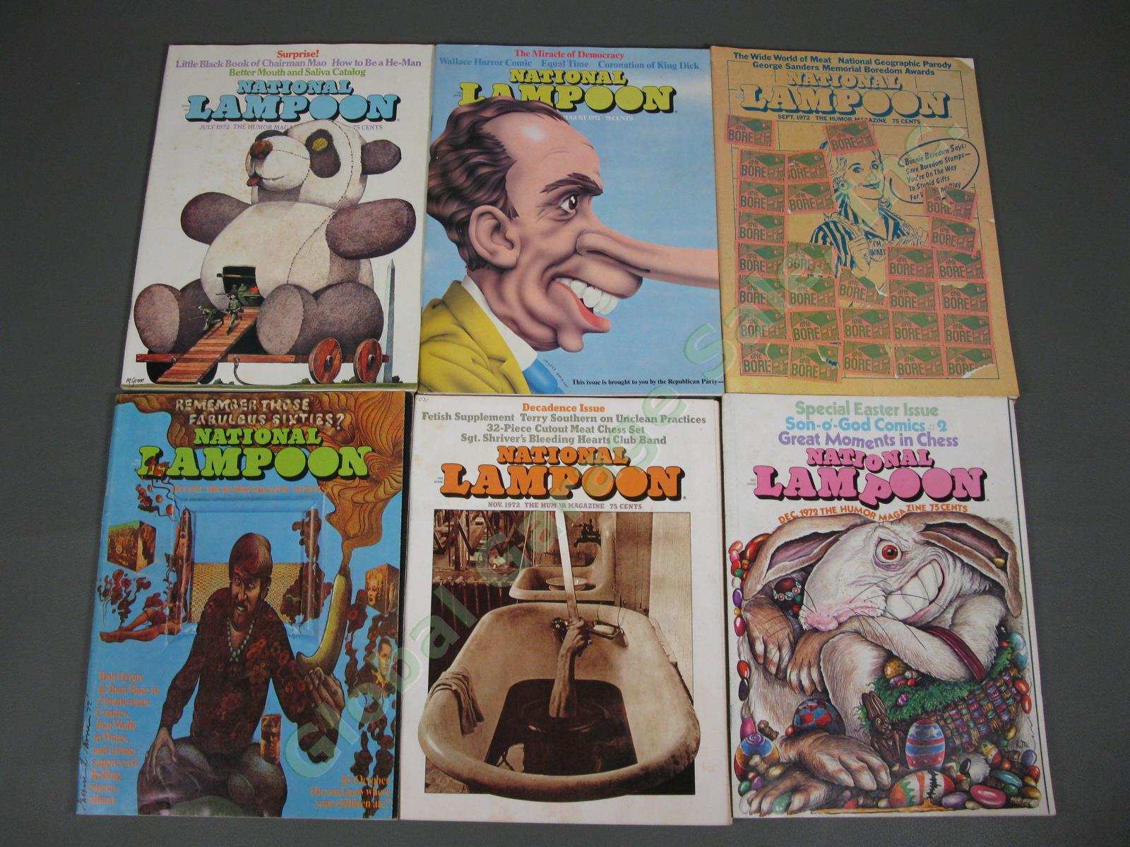 COMPLETE Vintage 1972 National Lampoon Humor Magazine 12 Issue Set Collection NR 2