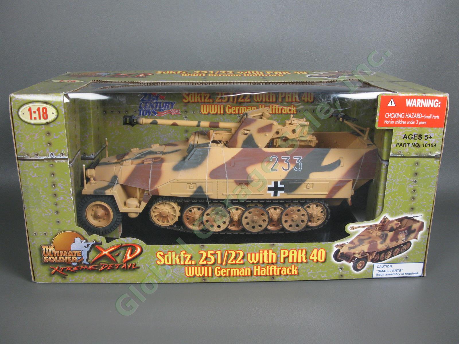 Ultimate Soldier 1/18 Sdkfz 251/22 PAK 40 WWII German Halftrack Tank 21st Toys
