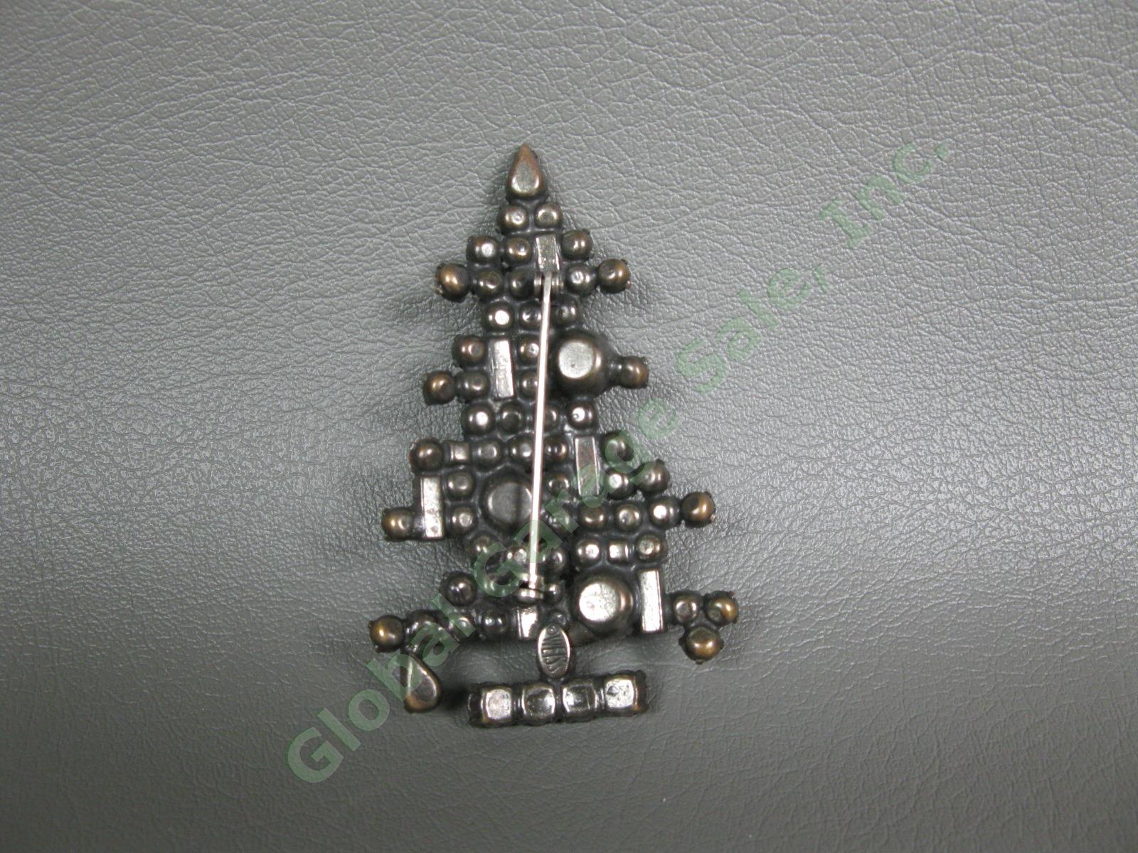 Vintage Weiss 6-Candle Rhinestone Christmas Tree Brooch Holiday Pin Signed NR 1