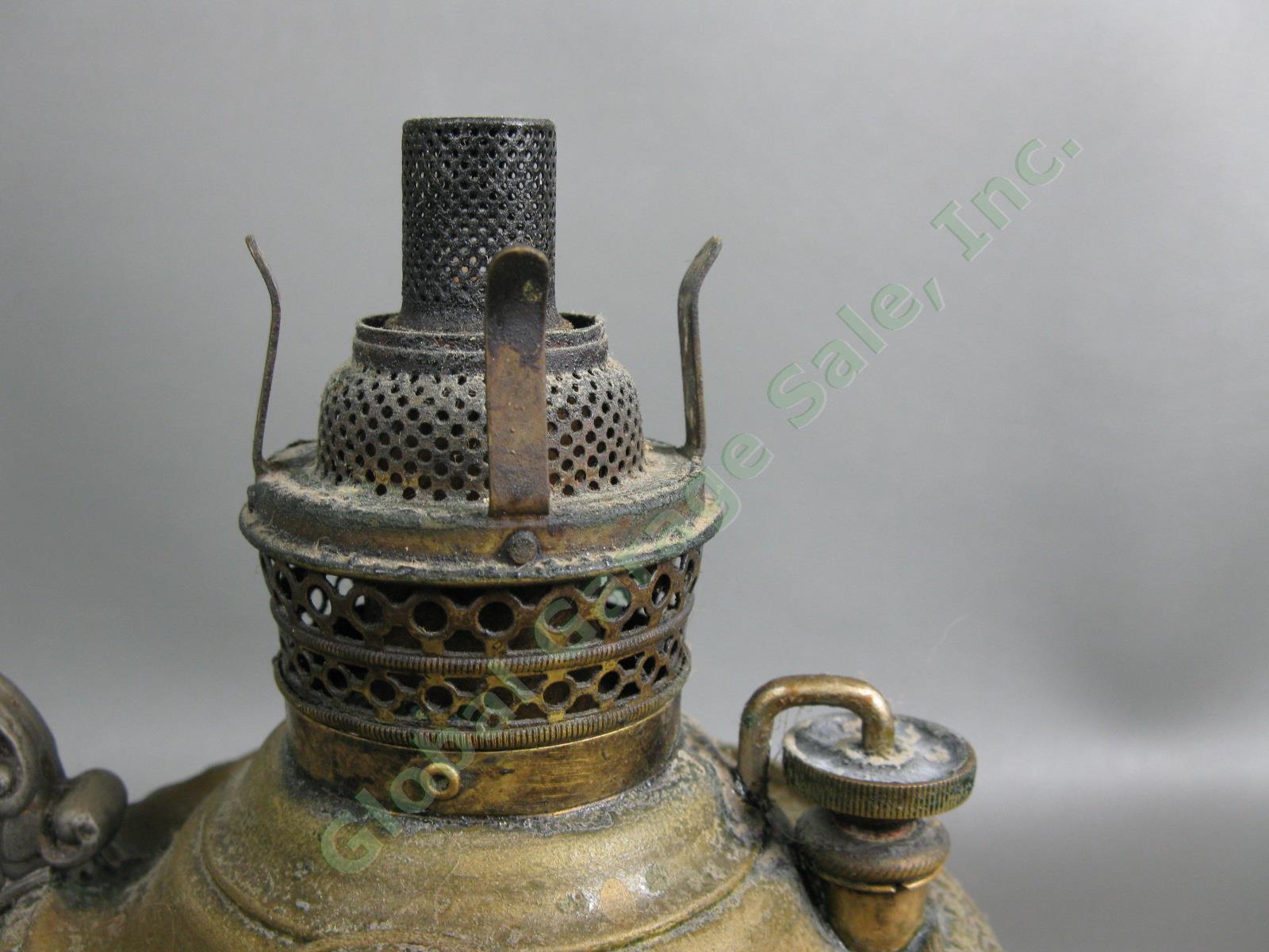 Antique Original 1892 Edward Miller B&H Bradley Hubbard Kerosene Oil Brass Lamp 5