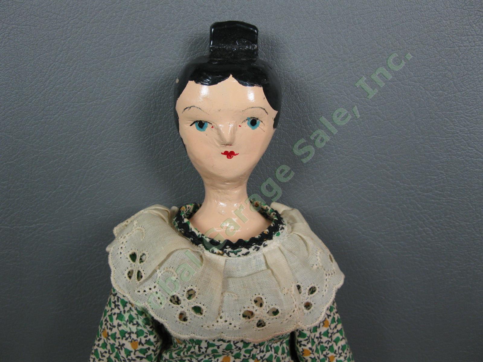 Antique Hand-Carved Wood Queen Anne Style 18" Wooden Companion Doll Figurine NR 1