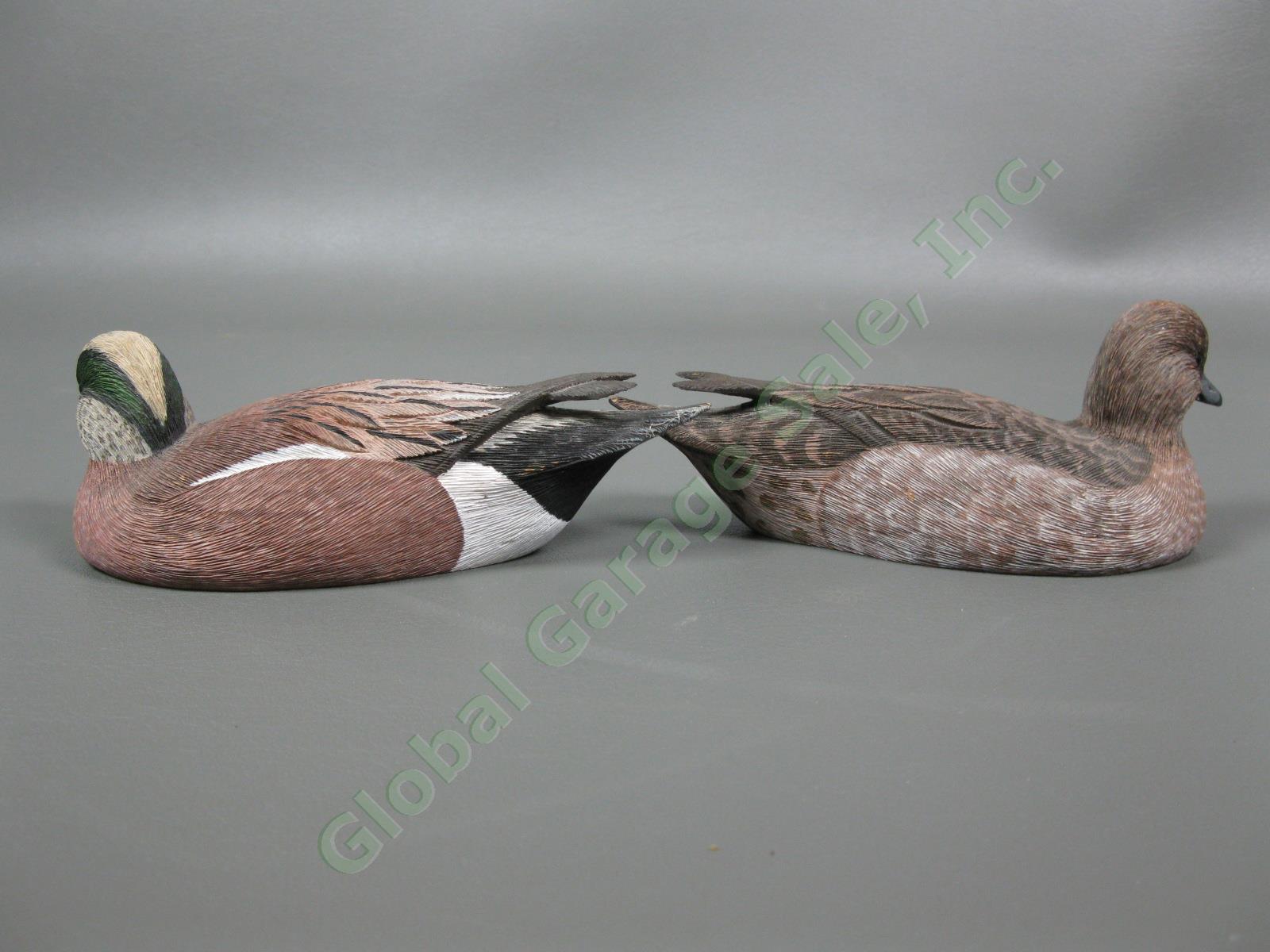 Vintage 1985 Pair Greg Daisey Hand-Carved Wood Wigeon Duck Figurine Decoy Set NR 4