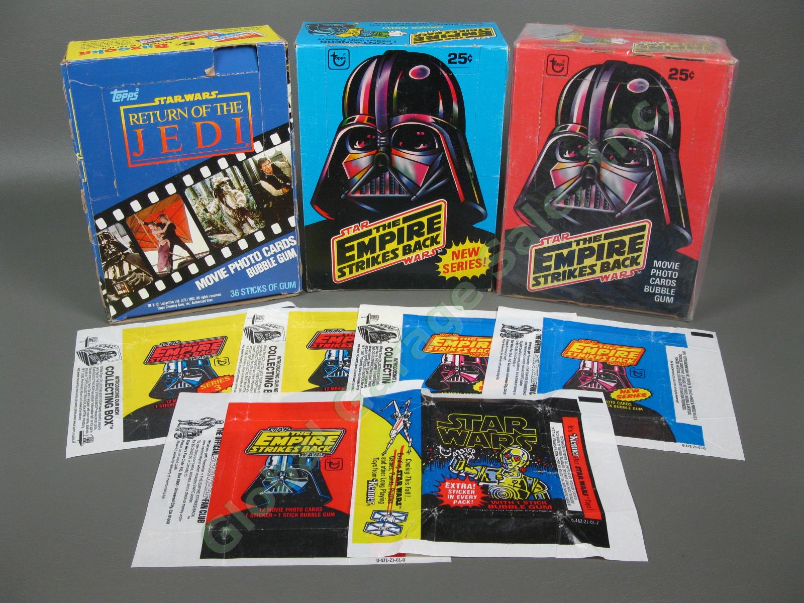 3 Star Wars Empire Strikes Back Return of the Jedi EMPTY Wax Pack Box Display NR