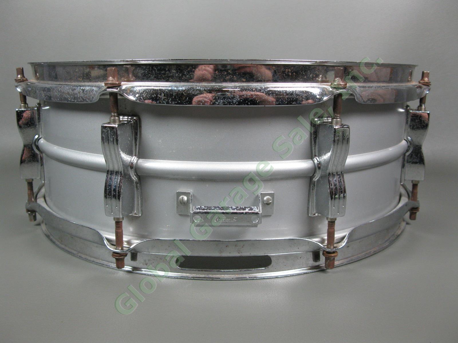 RARE Vintage Early 1980s Ludwig Snare Drum 5x14" Blue & Olive Badge #3076415 NR 2