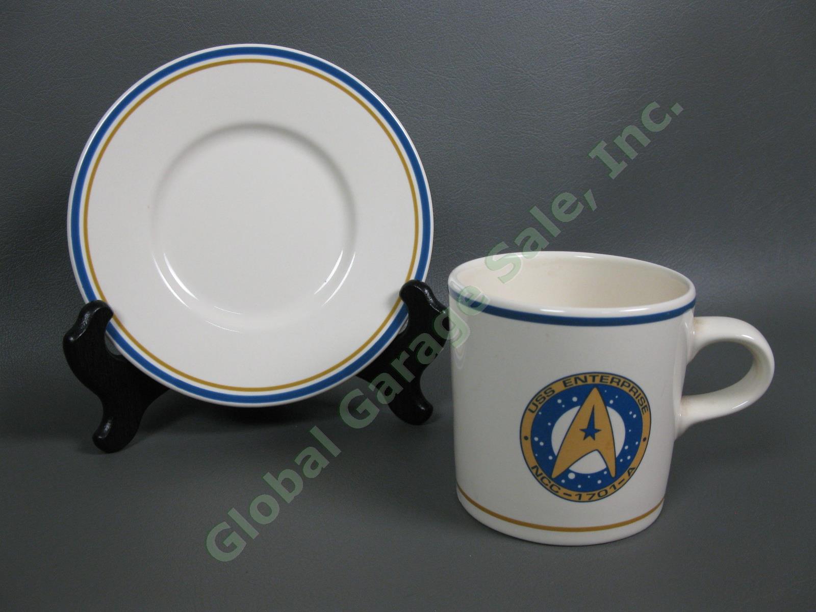 Star Trek Pfaltzgraff USS Enterprise NCC-1701A Dinner Plate Cup Saucer Glass Set 3