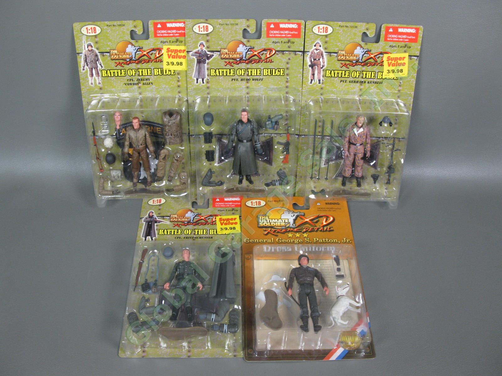 5 Ultimate Soldier WWII Battle of the Bulge US German Figure Set General Patton