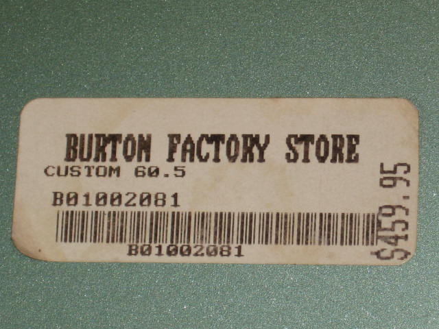 Mint Unused Burton Custom 60 1/2 60.5 Snowboard 160.5 4