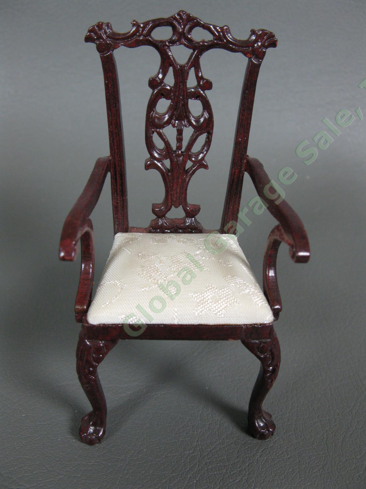 Bespaq Dollhouse Miniature Mahogany Wood Dining Room Table 4 Chair 5 Piece Set 3