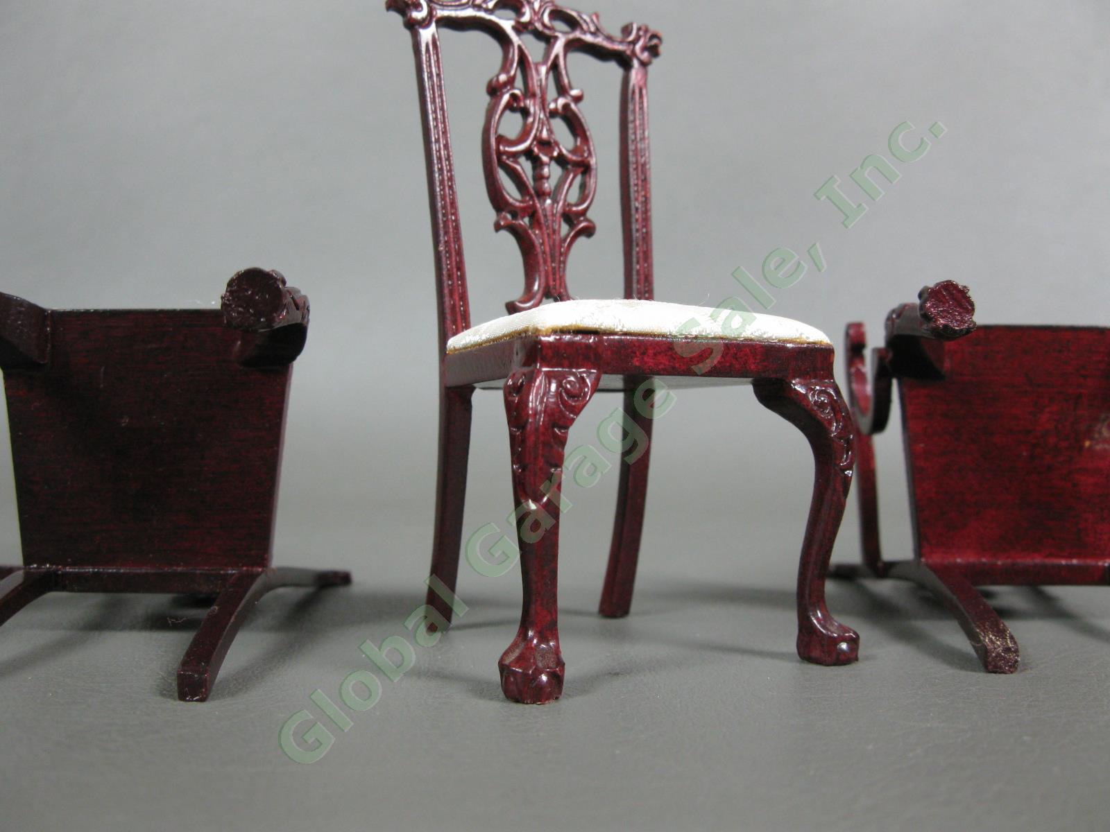 Bespaq Dollhouse Miniature Mahogany Wood Dining Room Table 4 Chair 5 Piece Set 4