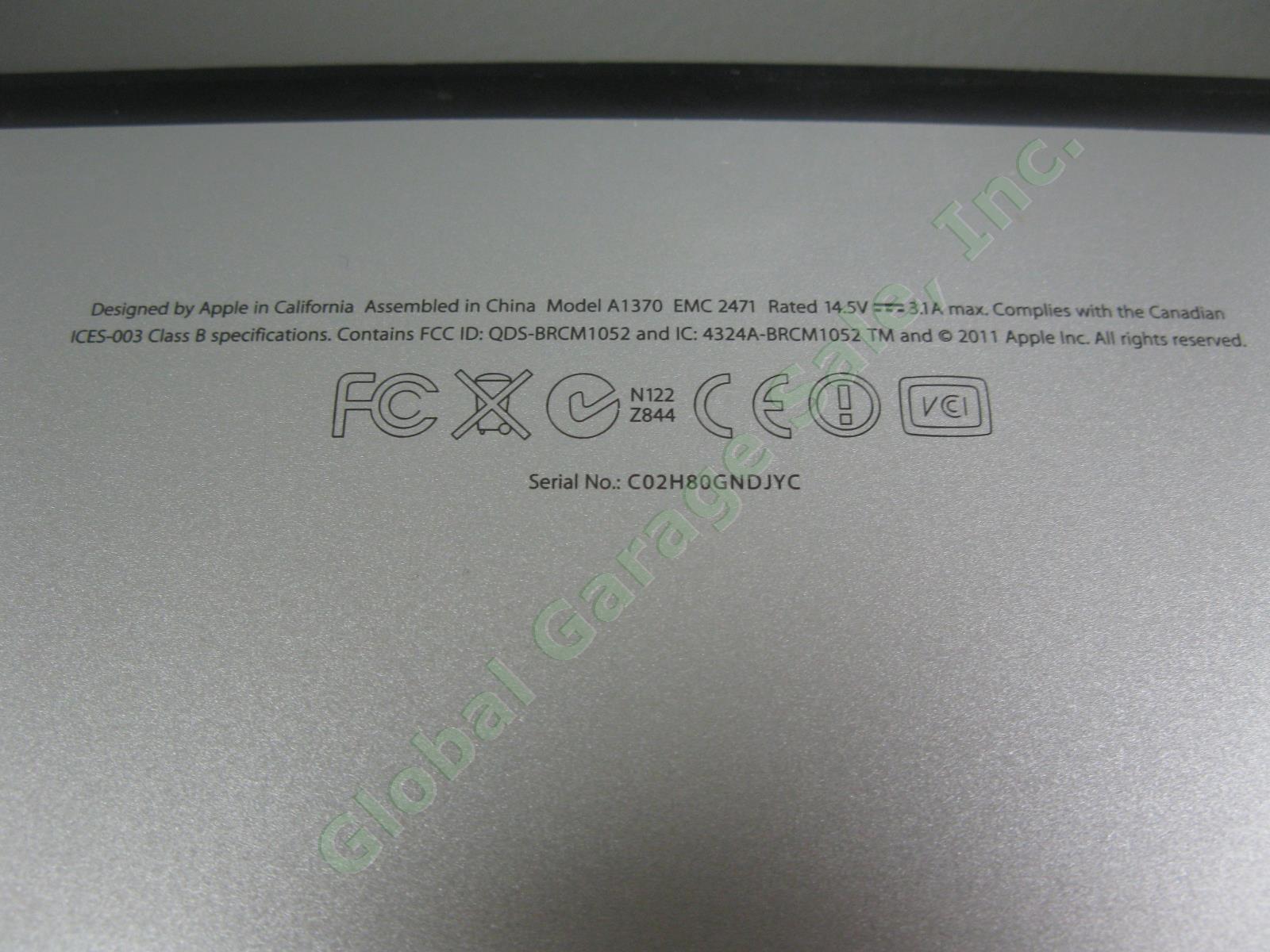2011 Apple MacBook Air A1370 MC968LL/A 11" Inch Core i5 1.6Ghz 2GB RAM 64GB SSD 4