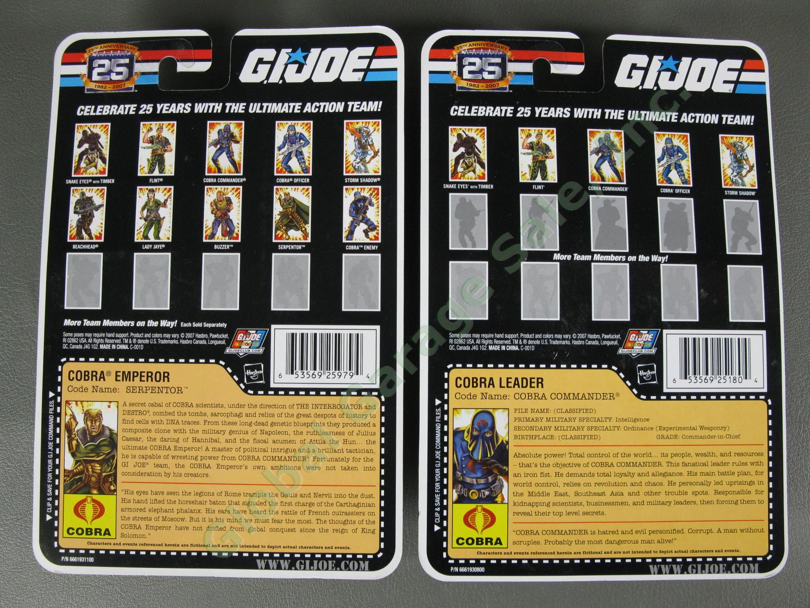 4 2007 GI Joe 25th Anniversary Cobra Emperor Commander Dreadnok Buzzer Infantry 2