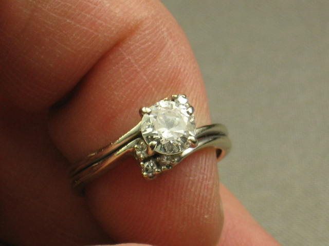 14k White Gold Round Brilliant Cut Diamond Ring .70 ct+ 4