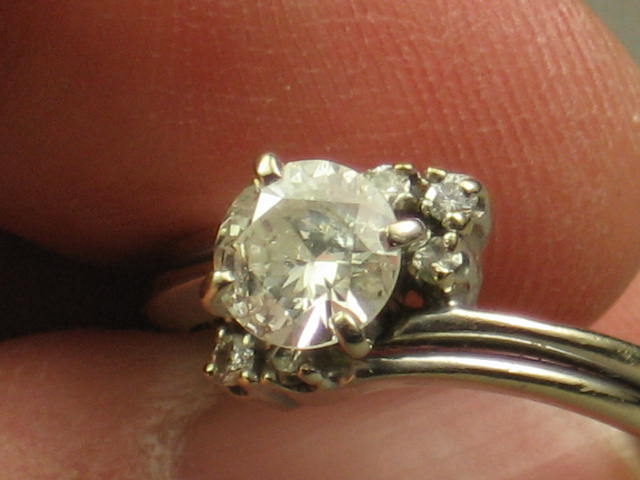 14k White Gold Round Brilliant Cut Diamond Ring .70 ct+ 6