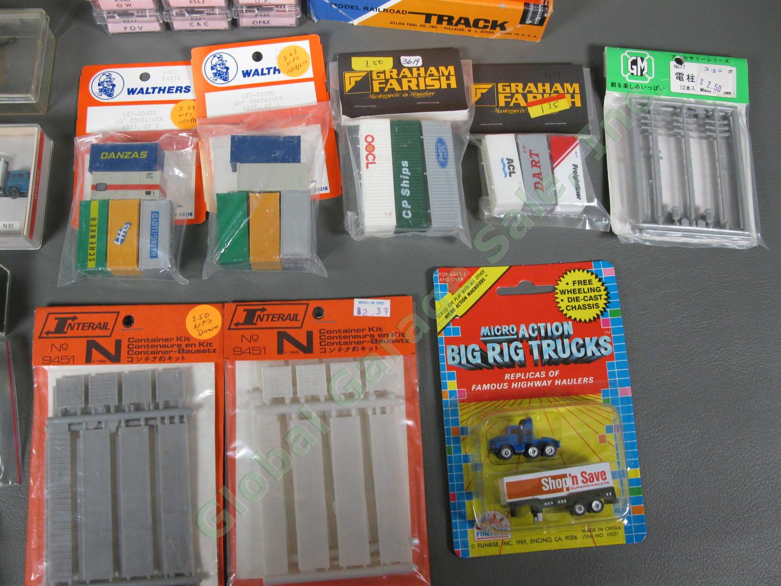 N Postage Stamp Micro Train Boxcar Kit Set Container LOT Flat Car Semi Truck NR 3