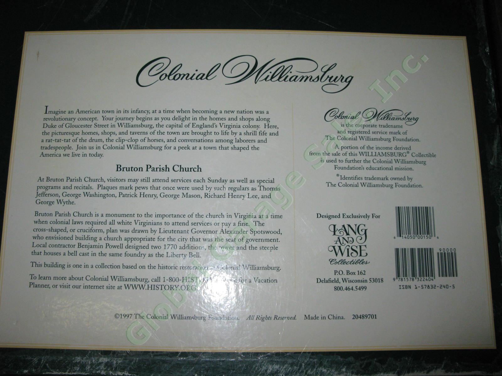 Lang & Wise Colonial Williamsburg Virginia Bruton Parish Church 1st Edition 1997 11