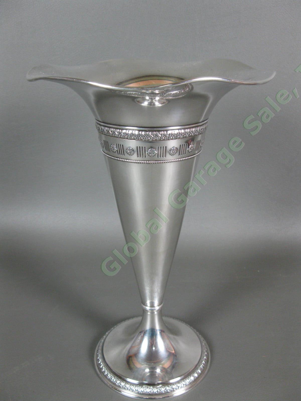 Antique Matthews Co Sterling Silver 925 10 Inch Trumpet Vase 1460 Newark NJ 16oz