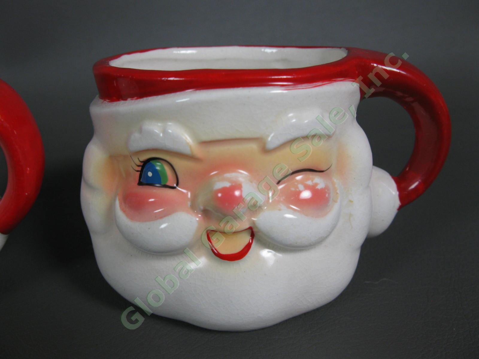 4 1960 Holt Howard Christmas Winking Santa Claus 6oz Cup Mug Set Original Box NR 5