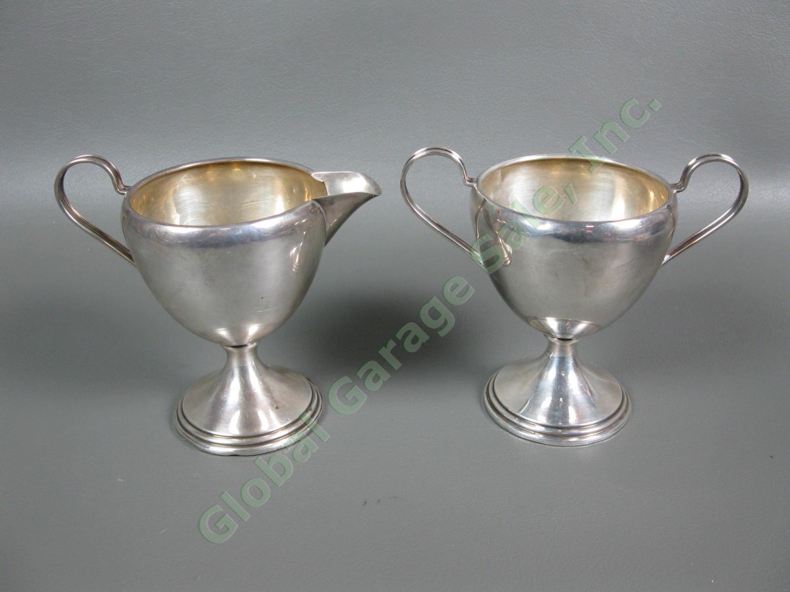 Beautiful Antique Weighted Sterling Silver 925 Creamer & Sugar Bowl Set 224 Gram