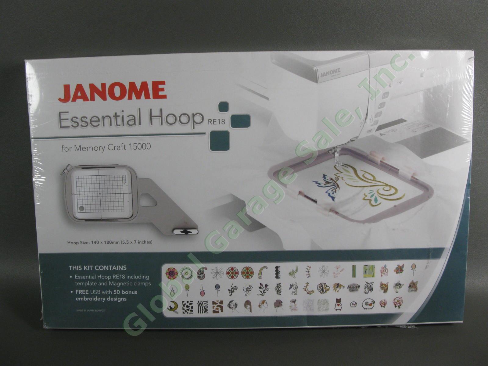 Janome Essential Hoop RE18 Memory Craft 15000 MC15000 Sewing Machine Embroidery