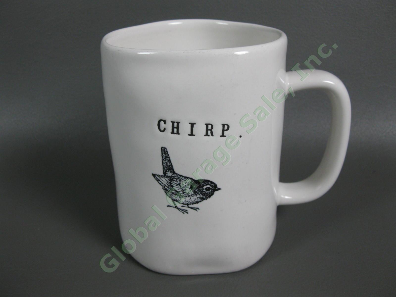 Rare Rae Dunn Artisan Collection “Chirp” Bird Ivory White Mug Cup