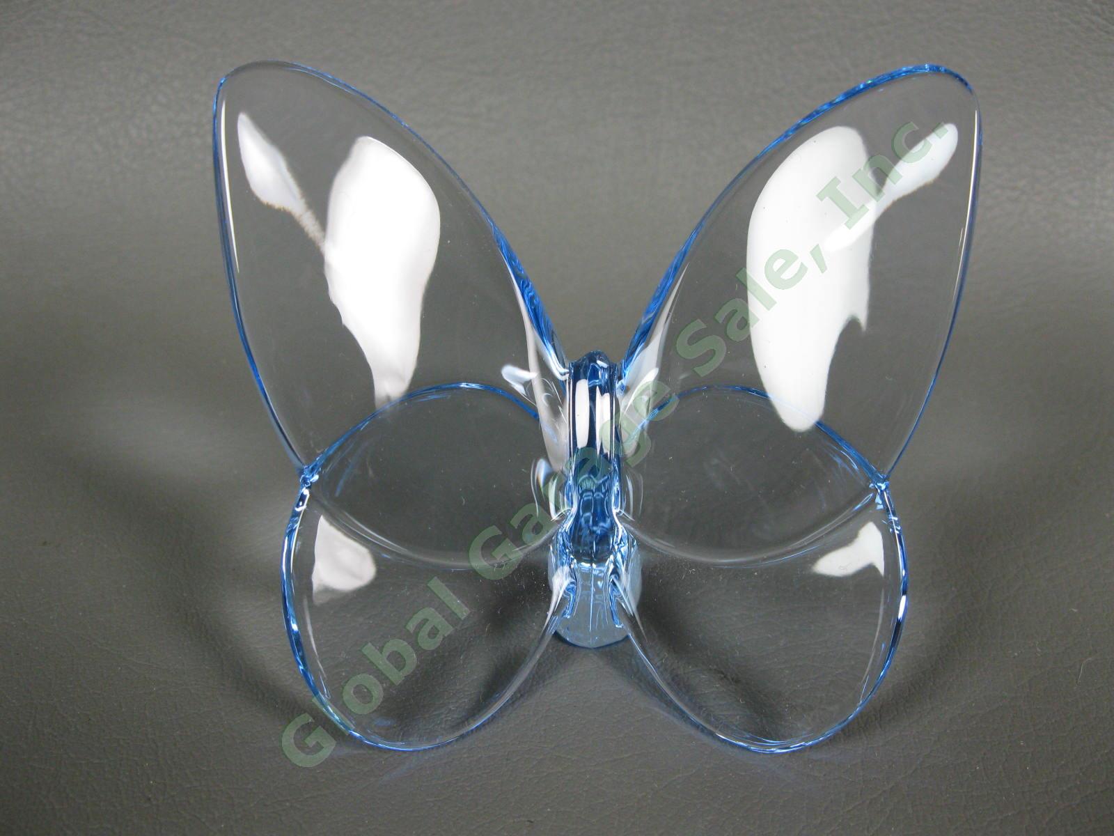 Baccarat Papillon Lucky Butterfly RARE Light Sky Blue 2.5" Crystal Glass Perfect