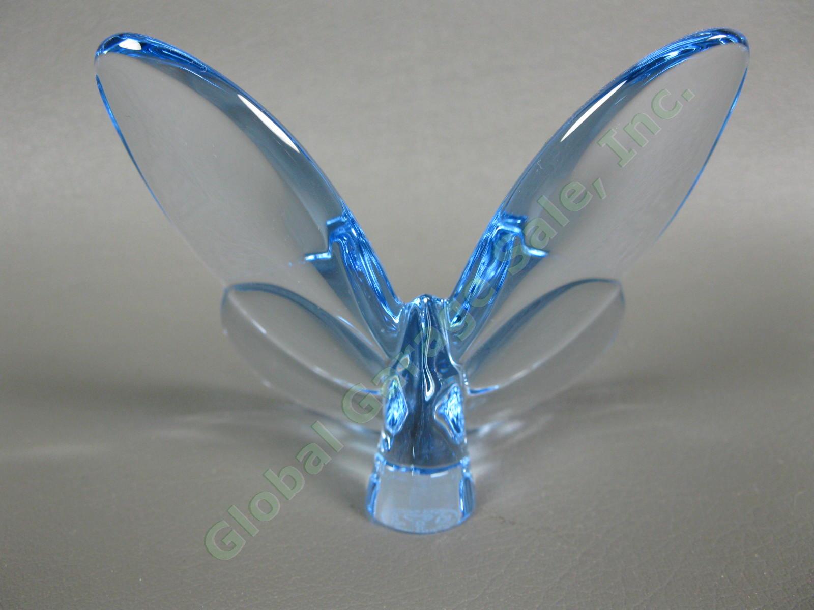 Baccarat Papillon Lucky Butterfly RARE Light Sky Blue 2.5" Crystal Glass Perfect 2