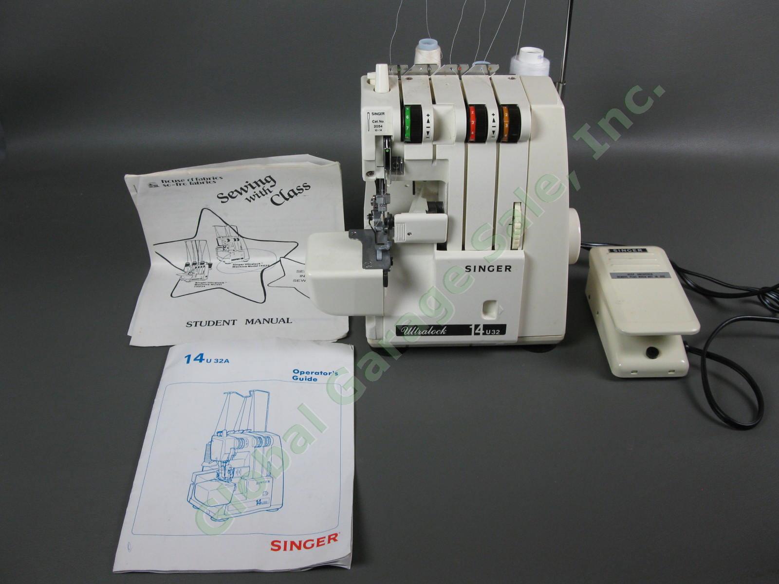 Singer Ultralock 14U32A Serger Sewing Machine Tested Runs Great Pedal Power Cord