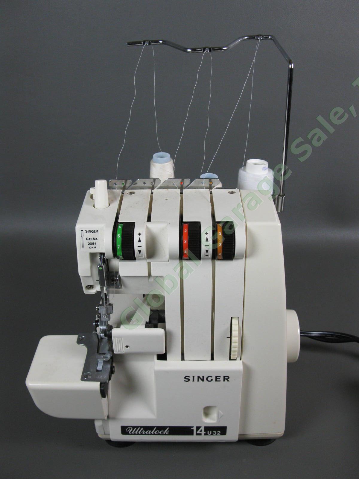 Singer Ultralock 14U32A Serger Sewing Machine Tested Runs Great Pedal Power Cord 1
