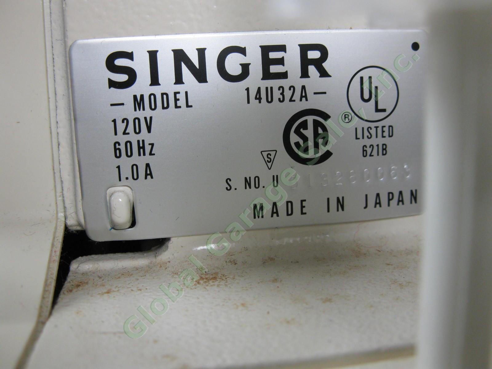 Singer Ultralock 14U32A Serger Sewing Machine Tested Runs Great Pedal Power Cord 8