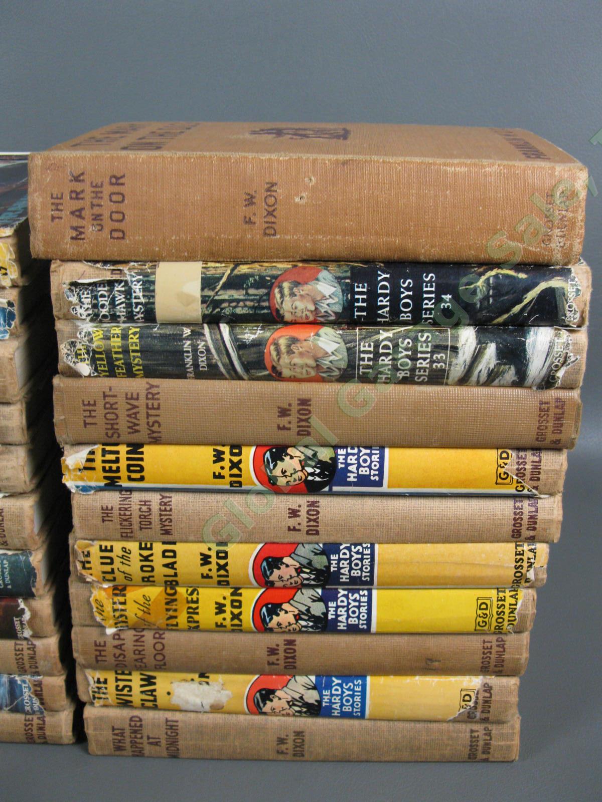 22 VINTAGE Hardy Boys Mystery Brown Hardcover Book Collection Set 1931-1960s LOT 2