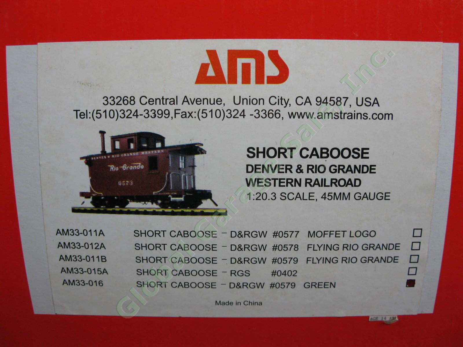 RARE Accucraft AMS AM33-016 Green Denver Rio Grande Short Caboose D&RG #0579 NEW 1