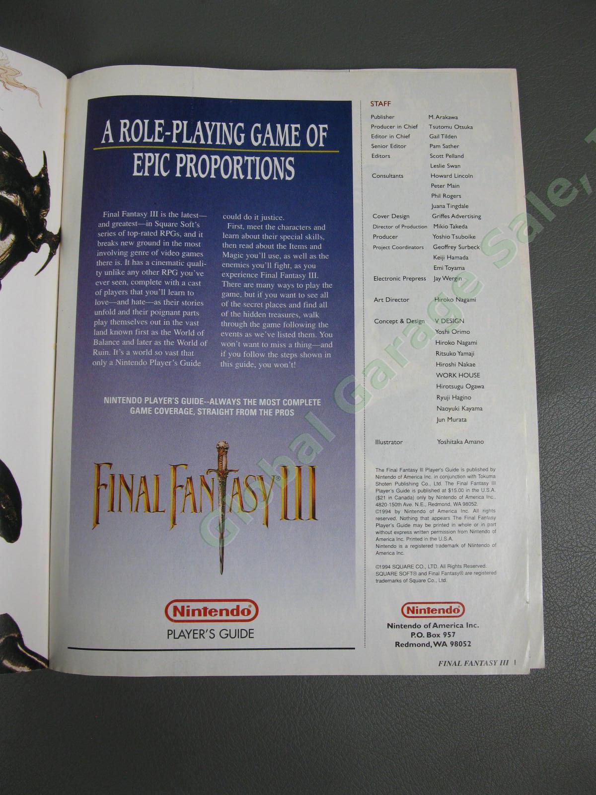 1994 Nintendo Final Fantasy III 3 Players Guide Gaming Manual Strategy Book NR 3