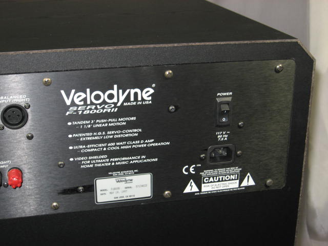 Velodyne Servo F-1800RII F1800R Subwoofer Sub Speaker 5