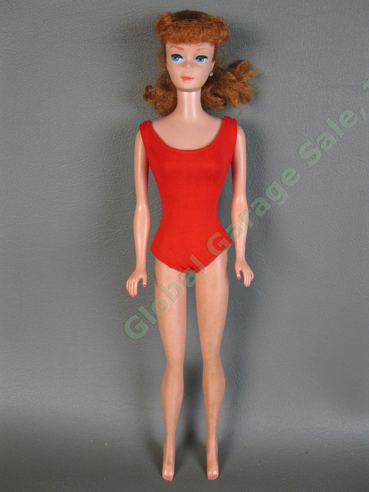 Original VTG Mattel 1962 Redhead Titan Ponytail Barbie Doll #6 850 JAPAN Case NR 2