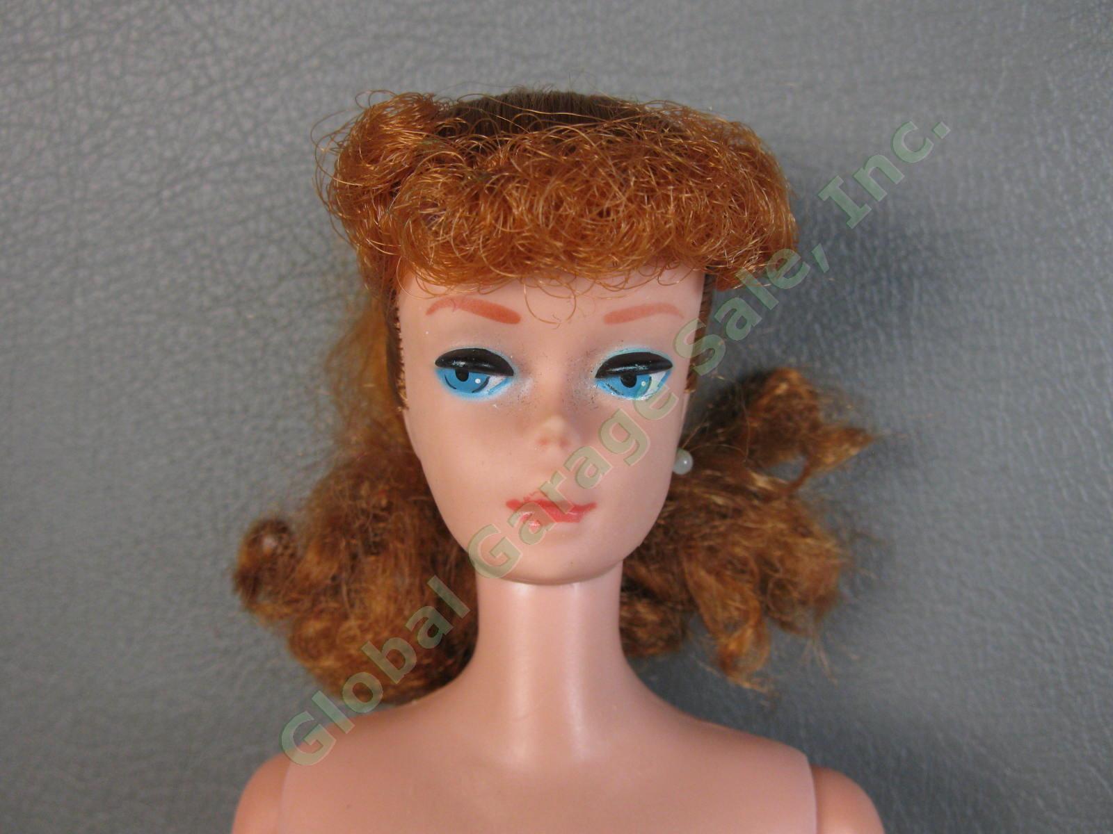 Original VTG Mattel 1962 Redhead Titan Ponytail Barbie Doll #6 850 JAPAN Case NR 4