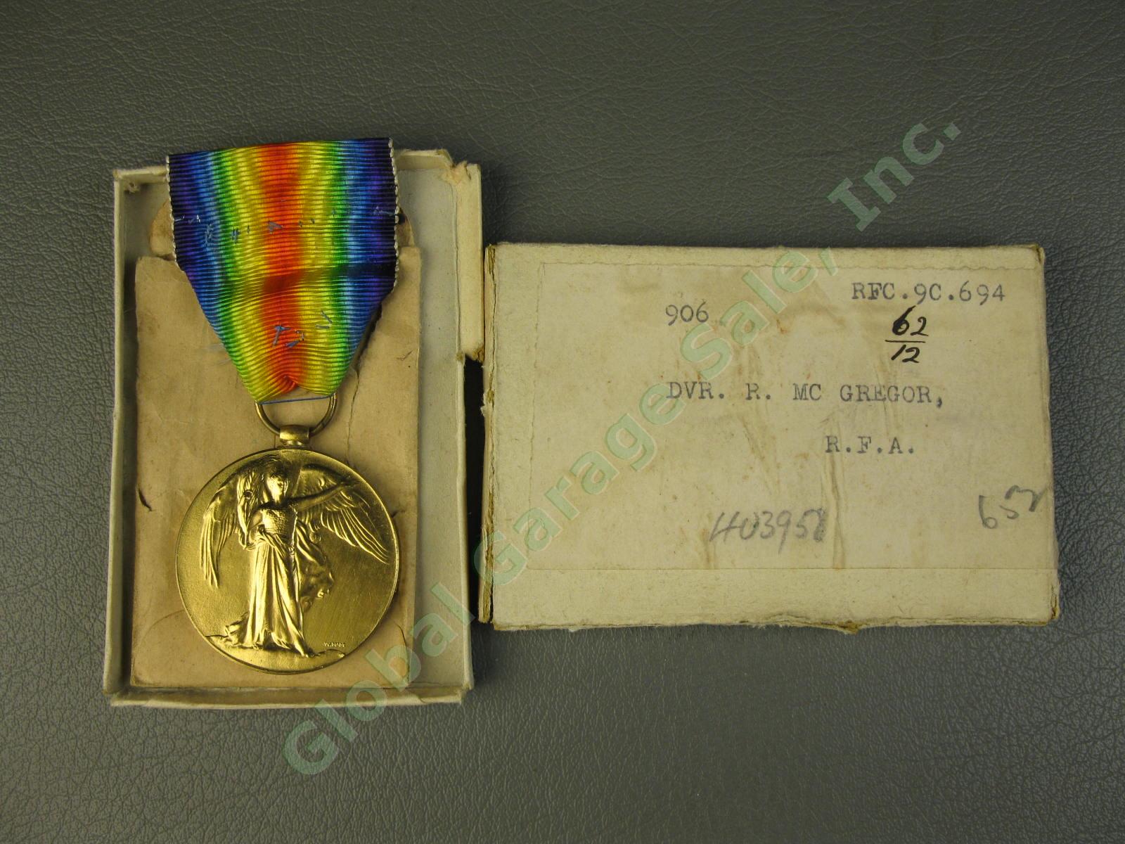 Original British WWI Victory Medal 1914-1919 WW1 RFA 157th Brigade 2Lt MacGregor
